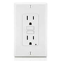 GFCI Outlet, 15 Amp, Self Test, Non Tamper-Resistant with LED Indicator Light, Protection from Electric Shock and Electrocution, GFNT1-W, White