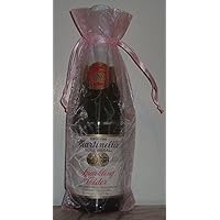 IGC 6x14 Organza Sheer Bags - Bottle/Wine Bags Gift Pouch - Satin Ribbon Closure - Pink (3 Bags)
