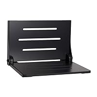 Seachrome SHAF-185155-PBS-S-MB High Back Silhouette Folding Wall Mount Shower Bench Seat with Matte Black Frame