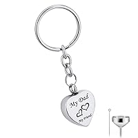 misyou Charm Key Ring Urn Pendant Cremation Jewelry Ash Memorial Keepsake Stainless Steel Key Chain (dad)