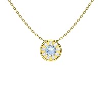 Diamondere Natural and Certified Gemstone and Diamond Halo Necklace in 14k Solid Gold | 0.24 Carat Pendant with 18 Inch Chain