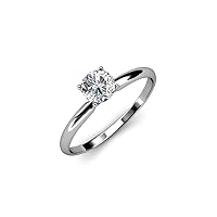 0.39ct Natural White Round Diamond Solitaire Ring in 14K Gold.