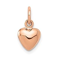 14K Rose Gold Solid Polished 3-Dimensional Medium Heart Charm