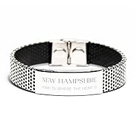 Proud New Hampshire State Gifts, New Hampshire home is where the heart is, Lovely Birthday New Hampshire State Stainless Steel Bracelet For Men Women
