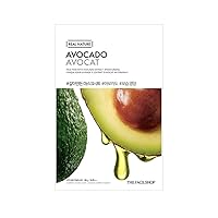 Real Nature Face Mask | Provides Extra Nutrition & Moisture for Revitalizing Dry & Rough Skin | K Beauty Facial Skincare for Oily & Dry Skin | Avocado,K-Beauty