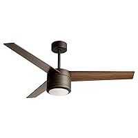 reiga 132cm Ceiling Fan with Lights and Remote Control, 3 Vintage Walnut Brown Blades, Summer and Winter Mode, Timer, Smart Alexa Ceiling Fan for Bedroom and Living