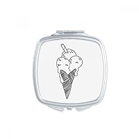 Black Outline Sesame Biscuits Ice Square Mirror Portable Compact Pocket Makeup Double Sided Glass