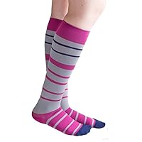 VenaCouture Womens 15-20 mmHg Compression Socks, Bold Barcode Stripe Pattern