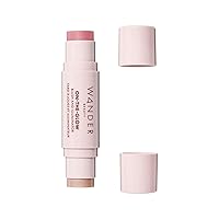 Wander Beauty On-the-Glow Blush and Illuminator - Petal Pink/Nude Glow - 7-in-1 Hydrating Cream Blush & Highlighting Stick - Stick Blush for Cheeks, Lip, & Body - Highlighter Makeup & Blush - 0.4 oz