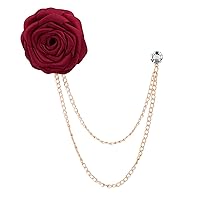 Floral Bridegroom Wedding Badge Brooches Cloth Art Rose Flower With Hanging Tassel Chain Suit Shirt Lapel Brooch Pin Fashion Jewelry for Men Boy
