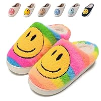 Cute Smile Slippers for Kids Girls Boys,Happy Face Slippers Soft Plush Preppy Slippers Memory Foam Warmth Slip-on Fuzzy House Slippers Indoor Outdoor