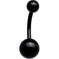 Body Candy 14 Gauge Stainless Steel Unisex Curved Barbell Black Belly Button Ring 3/8
