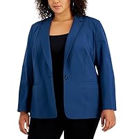 Bar III Women's Plus Size Notched-Collar One-Button Jacket (Skyway, 2X)