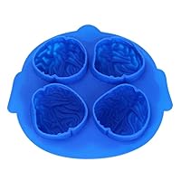 4 Cavities 3D Brain Flexible Silicone Ice Cube Mold Tray Giant Brains Maker for Whiskey, Cocktail and More-15 * 3.5cm (Random Color)