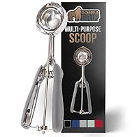 Gorilla Grip Stainless Steel Multipurpose BPA-Free Spring Scoop, 3 TBSP, Melon Ballers, Cookie Dough Scoops, Perfect Portion Sizes, Easy Squeeze and Clean Release, Scooper Size 24, Gray