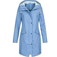 SNKSDGM Raincoat Women Waterproof Long Hooded Windbreaker Lightweight Adjustable Cycling Bike Rain Jacket Trench Coats