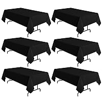 sancua 6 Pack Black Tablecloth 60 x 120 Inch, Rectangle Table Cloth for 8 Feet Table - Stain and Wrinkle Resistant Washable Polyester Table Cover for Dining Table, Buffet Parties and Camping