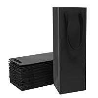20 Pack Black Wine Bottle Bags Bulk 4x4x14 inch, Kraft Paper Gift Bags with Handles Champagne Alcohol Retail Bags