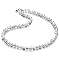 1 Strand Adabele Real Natural A+ Grade Round White Cultured Freshwater Pearl Organic Gemstone Necklace 16 Inch Long Single String Jewelry PN2-A67