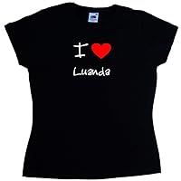I Love Heart Luanda Black Ladies T-Shirt