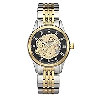 Men's Fully Automatic Mechanical Watch Dragon Theme Dial Waterproof Business Gem-Set Luxury Personality Wrist Watch