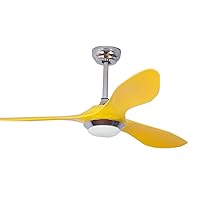 Ceiling Fans with Lamps,Led Imitation Leaf Abs Fan Chandelier Nordic Restaurant Living Room Bedroom Home Fan Light/Yellow