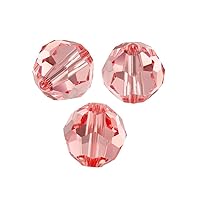 100pcs Adabele Austrian 4mm (0.16 Inch) Small Faceted Loose Round Crystal Beads Light Padparadscha Pink Compatible with 5000 Swarovski Crystals Preciosa SS2R-430