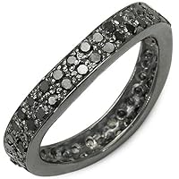 1.11 Carat Genuine Black Diamond .925 Sterling Silver Ring