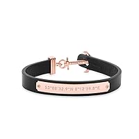 PAUL HEWITT Anchor Bracelet Signum Coordinates – Women's Leather Bracelet with Anchor Jewellery Made of IP Stainless Steel