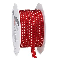 Gross Grain Ribbon, 7mm-20m, Red-white