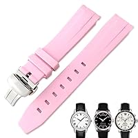 19mm 20mm Curved End Rubber Watchband for Tissot 1853 Lelocle PRC200 Rolex Submariner Hamilton Omega Waterproof Watch Strap (Color : Pink, Size : 20mm)