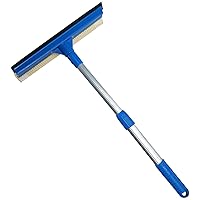 Professional Window Squeegee,2 in 1 Squeegee Window Cleaner with Long Stainless Steel Handle,Sponge Car Window Squeegee for Gas Station, Glass,Shower,Outdoor High Window Cleaning (Expansion Payment)