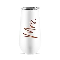 Future Mrs Gifts Bride Cup Bachelorette Gifts for Bride Engagement Gifts Bridal Shower Gifts for Bride Stainless Steel Insulated Tumbler with Lid Bride Champagne Flute White 6 OZ