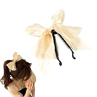 Bow Banana Hair Clips for Women Claw Clips Bow Ponytail Holder Clips for Women Girls Hair Bows White Bowknot Hair Bow Ties Clips for Women Birthday Christmas Gifts