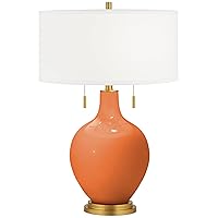 Color + Plus Celosia Orange Toby Brass Accents Table Lamp