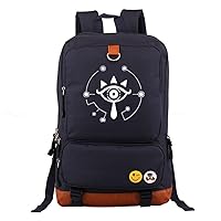 The Legend of Zelda Game Luminous Laptop Backpack Book Bag Work Bag Leather Splicing Rucksack with Pinback Buttons Navy Blue /1