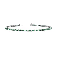 Emerald & Lab Grown Diamond (VS2-SI1,G-H) Women Eternity Tennis Bracelet 1.69 ctw 14K White Gold