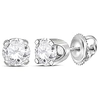 The Diamond Deal 14kt White Gold Unisex Round Diamond Solitaire Stud Earrings 1/2 Cttw