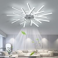 LED Ceiling Fan with Lighting Quiet Fan Ceiling Light Dimmable with Remote Control Adjustable 6 Wind Speed Ceiling Lamp Bedroom Living Room Dining Room Children's Room Chandelier