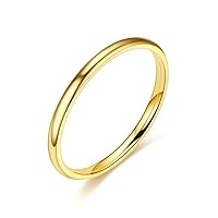 2mm Stainless Steel Classical Plain Stacking Band Statement Wedding Promise Ring For Women Girls