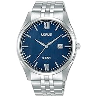 Lorus Men's Analog Watch with Date, Stainless Steel Bracelet & Blue Dial RH985PX9