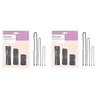 Diane Hair Pins for Women Bulk Pack of 200 Assorted Sizes Jumbo 3, Large 2.5, Medium/Small 1.75 - Black, Crimped Design with Ball Tips, D475-100 Count(Pack of 1)
