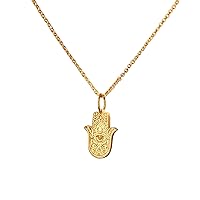 Hamsa Mini Pendant Necklace | 18K Gold Plated 925 Sterling Silver Evil Eye Charm | Hand of God Symbol | Gift for Her | Dainty Handmade Minimalist Jewelry