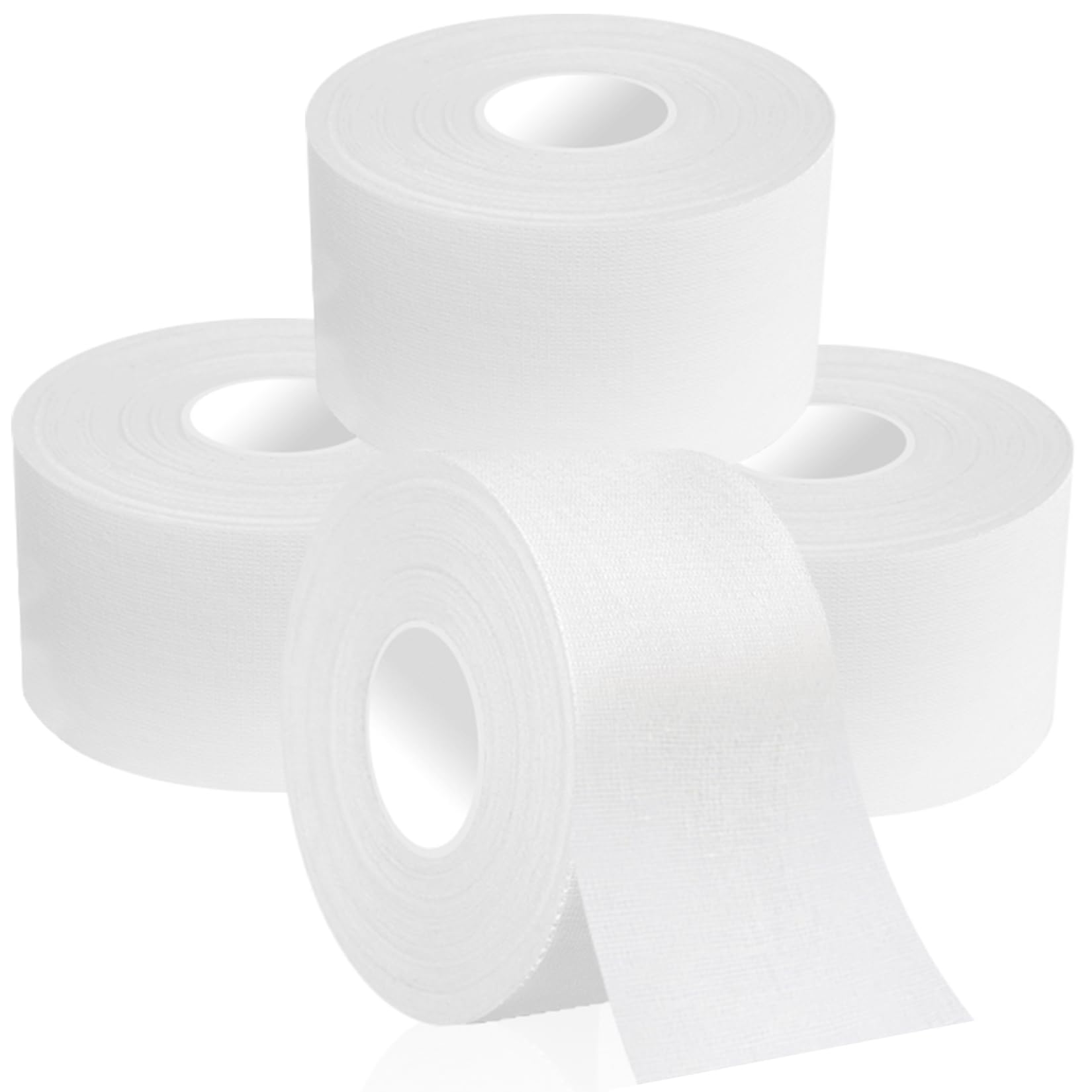 Dimora 4-Rolls White Athletic Sports Tape Very Strong Tape for Athlete & Sport Trainers & First Aid Injury Wrap, Perfect for Fingers Ankles Wrist on Bat, Hockey Stick, 4 Rolls, Total 1.5inch X 60Yds