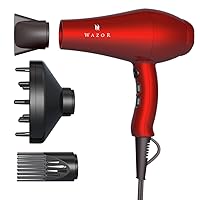 Ceramic Infrared Lightweight Hair Dryer with Diffuser, 1875W Professional Grade Ionic Blow Dryer Quite Hairdryer DC Motor, 2 Speeds and 3 Heat Settings, Cool Button, Concentrator, Comb