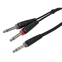 Monoprice 1/4-Inch TRS Male to Dual 1/4-Inch TS Male Insert Cable - 10 Feet - Black