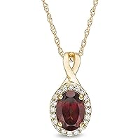 Oval Shaped Red Garnet & Cubic Zirconia Frame Pendant For Womens & Girls 14k Yellow Gold Plated 925 Sterling Silver.