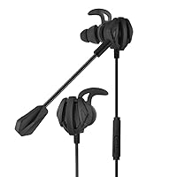 Eachbid Gaming Wired Earphone 3.5mm in-Ear Headphones with Dual Mic Gaming Headset for PS4 PUBG 3D Earbuds for Tablets Notebook Computer Black