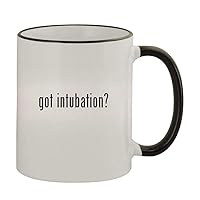 got intubation? - 11oz Colored Handle and Rim Coffee Mug, Black