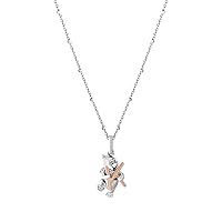 Jewelili Disney Jewels Winnie the Pooh Letter 'K' Alphabet Necklace in 14K Rose Gold over Sterling Silver with 1/20 CTTW Diamonds